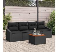 Conjunto de sofás de jardín 5 pcs Negro ratán sintético