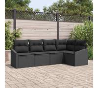 Conjunto de sofás de jardín 5 pcs Negro ratán sintético