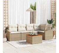 Conjunto de sofás de jardín 6 pcs Beige y Crema ratán sintético
