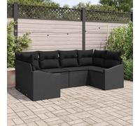 Conjunto de sofás de jardín 6 pcs Negro ratán sintético
