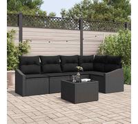 Conjunto de sofás de jardín 6 pcs Negro ratán sintético