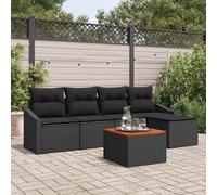 Conjunto de sofás de jardín 6 uds. Negro ratán sintético