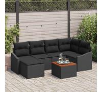 Conjunto de sofás de jardín 7 pcs Negro ratán sintético