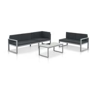 Conjunto de sofás de jardín con cojines aluminio negro 3 piezas vidaxl 64.5 cm