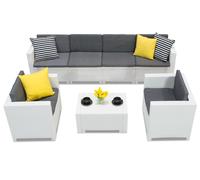 Conjunto de sofás en ratán sintético Colorado Coffee 6 Max blanco Bica