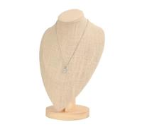 Conjunto de soporte de exhibición for collar, soportes de exhibición for busto de joyería de lino, organizador de pulseras, soporte for busto de collar de madera(L)