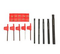 Conjunto de Soporte de Herramienta de de Torno, SCLCR06 (SO6H/SO7K/SO8K/S10K/S12M) con 10X CCMT060204 Insertos, 95 ° de Herramienta de Acero a la Derecha CNC y Llaves