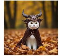 Conjunto de sudadera con capucha de gato dragón, ropa suave para gatos, ropa de cosplay ajustable para mascotas, camisas de algodón elástico para gatos pequeños y medianos (marrón)
