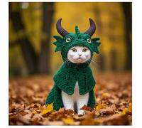 Conjunto de sudadera con capucha de gato dragón, ropa suave para gatos, ropa de cosplay ajustable para mascotas, camisas de algodón elástico para gatos pequeños y medianos (verde)