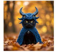Conjunto de sudadera con capucha de gato dragón, ropa suave para gatos, ropa de cosplay ajustable para mascotas, camisas de algodón elástico para gatos pequeños y medianos (azul)