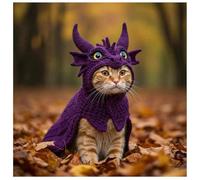 Conjunto de sudadera con capucha de gato dragón, ropa suave para gatos, ropa de cosplay ajustable para mascotas, camisas de algodón elástico para gatos pequeños y medianos (morado)