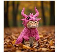 Conjunto de sudadera con capucha de gato dragón, ropa suave para gatos, ropa de cosplay ajustable para mascotas, camisas de algodón elástico para gatos pequeños y medianos (rosa)