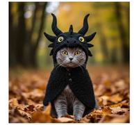 Conjunto de sudadera con capucha de gato dragón, ropa suave para gatos, ropa de cosplay ajustable para mascotas, camisas de algodón elástico para gatos pequeños y medianos (negro)