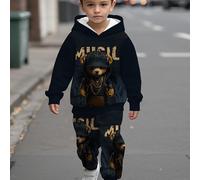 Conjunto de sudadera con capucha para bebé niño de Halloween con elegante estampado de oso con capucha, que una cómoda y relajante para salidas de y otoño, para exteriores