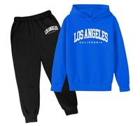 Conjunto de sudadera con capucha para niñas, 2 piezas, Los Ángeles, California, con capucha, 2025, para otoño, para niños, sudadera casual suelta con capucha, conjunto de dos piezas para invierno y
