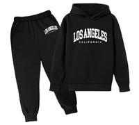 Conjunto de sudadera con capucha para niñas, 2 piezas, Los Ángeles, California, con capucha, 2025, para otoño, para niños, sudadera casual suelta con capucha, conjunto de dos piezas para invierno y