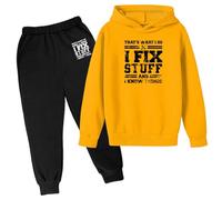 Conjunto de sudadera con capucha para niñas y niñas, conjunto de sudadera con capucha de 2 piezas, conjunto de sudadera con capucha para niños Thats What I Do I Fix Stuff and I Know Things, conjunto