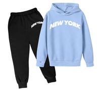 Conjunto de Sudadera con Capucha para niño con Estampado de Letras, Informal y Pantalones Deportivos de Dos Piezas para niño#358