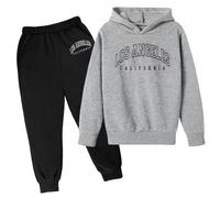 Conjunto de Sudadera con Capucha para Niño Ropa de Abrigo Otoño Invierno Prendas Cómodas Estampado Lettering Manga Larga Exterior (Dark Gray, 3-4 Years)