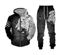Conjunto de sudadera con capucha y cremallera para hombre, estampado de león 3D, ropa deportiva de manga larga, Hombre-04, 6XL