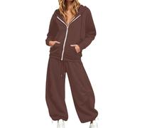 Conjunto de sudadera con capucha y cremallera para mujer, conjunto relajado