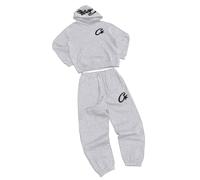 Conjunto de sudadera con capucha y pantalón deportivo para hombre, cómodo set casual de dos piezas, gris claro, M