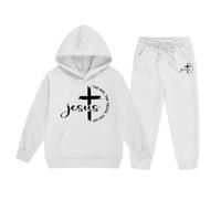 Conjunto de Sudadera con Capucha y Pantalón Deportivo para Niñas Ropa de Abrigo Invierno Juego de Dos Piezas Cómodo y para el Frío (White, 4-5 Years)