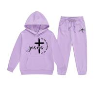 Conjunto de Sudadera con Capucha y Pantalón Deportivo para Niñas Ropa de Abrigo Invierno Juego de Dos Piezas Cómodo y para el Frío (Purple, 12-13 Years)