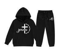 Conjunto de Sudadera con Capucha y Pantalón Deportivo para Niñas Ropa de Abrigo Invierno Juego de Dos Piezas Cómodo y para el Frío (Black, 10-11 Years)