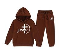 Conjunto de Sudadera con Capucha y Pantalón Deportivo para Niñas Ropa de Abrigo Invierno Juego de Dos Piezas Cómodo y para el Frío (Brown, 2-3 Years)