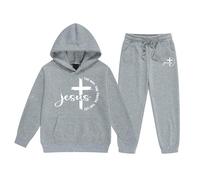 Conjunto de Sudadera con Capucha y Pantalón Deportivo para Niñas Ropa de Abrigo Invierno Juego de Dos Piezas Cómodo y para el Frío (Grey, 6-7 Years)