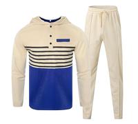 Conjunto de sudadera con capucha y pantalones de chándal para hombre, trajes deportivos para primavera y otoño, deportes, ocio, sudadera a rayas, pantalones de manga larga, conjunto de ropa para