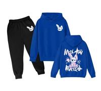 Conjunto de sudadera con capucha y pantalones de manga larga con estampado de conejo de dibujos animados para niños, cómodo conjunto de sudadera con capucha y pantalones deportivos para niños, color