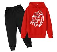 Conjunto de sudadera con capucha y pantalones deportivos para niñas de 2 piezas I'Ll Always Be Your Biggest Fan del béisbol con capucha 2025, conjunto de sudadera de entrenamiento con letras y