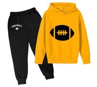 Conjunto de sudadera con capucha y pantalones deportivos para niños 2026, amarillo, 3-4 años