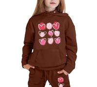 Conjunto de Sudadera con Capucha y Pantalones Largos Ligeros con Estampado de Letras de Manga Larga para niños y niñas (Brown, 6-7 Years)