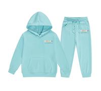 Conjunto de Sudadera con Capucha y Pantalones para niñas de Invierno, Forro Polar Suave y cálido, Ropa Deportiva Informal con Estampado Elegante para pequeñas y Adolescentes, Ideal para Juego Diario