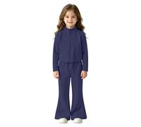 Conjunto de sudadera de 2 piezas para niñas adolescentes y adolescentes, otoño e invierno, camiseta de manga larga con media cremallera, parte inferior elástica a juego, tallas separadas acogedoras de