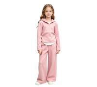 Conjunto de sudadera de 2 piezas para niñas adolescentes y adolescentes, otoño e invierno, camiseta de manga larga con media cremallera, parte inferior elástica a juego, tallas separadas acogedoras de