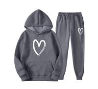 Conjunto de sudadera de invierno para mujer con chándal informal, monocolor, variante de tamaño, cómoda tela de terciopelo, gris, M