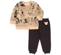 Conjunto de sudadera y pantal n polar para beb ni o de Disney Mickey Mouse Goofy, color marr n/gris, 12 meses