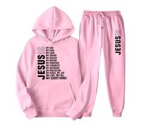 Conjunto de sudadera y pantalón deportivo para mujer, informal, con estampa | Conjuntos Deportivos Estampados Dos Pilates Leggins Negras Beige Algodon Oferta Parejas Crop Pink Dibujo