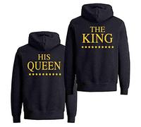 Conjunto de Sudaderas con Capucha para Parejas King & Queen Pullover para Dos Sudaderas con Capucha para Parejas Su suéter con Capucha 1 Pieza (Oro-Negro-Queen, M)
