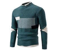 Conjunto de suéter de cuello alto con bloques de color para hombre, conjunto de camisetas para hombre, a juego de ganchillo, tejido cálido, conjunto de invierno y otoño 2025, E-046 Verde Lima, XXL