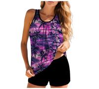 Conjunto De Tankini Conjunto De Tankini para Mujer Traje Baño Dos Piezas Bikini Modelador Empujar hacia Arriba Top Baño Pantalones Cortos Cintura Alta Traje Verano para Mujer En La Playa