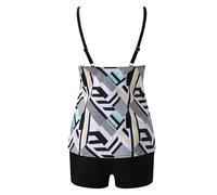 Conjunto de tankini para mujer con estampado, traje de baño de dos piezas con pantalones cortos y tirantes delgados ajustables My One And All, gris, XXL