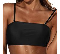 Conjunto de tankini para mujer con tirantes desmontables, parte superior de bikini versátil, elegante blusa de traje de baño para unas vacaciones perfectas en la playa, Negro , L