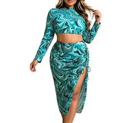 Conjunto de tankini para mujer de talla grande con mangas largas y falda integrada, traje de baño de tres piezas en estilo de una pieza, diseño moderno ideal para vacaciones de verano en la playa