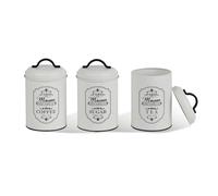 Conjunto de tarros decorativos de metal para café, té y azúcar 3 piezas