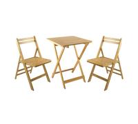 Conjunto de Terraza Plegable Mesa Cuadrada y 2 Sillas Biano Madera de Bambú 7house